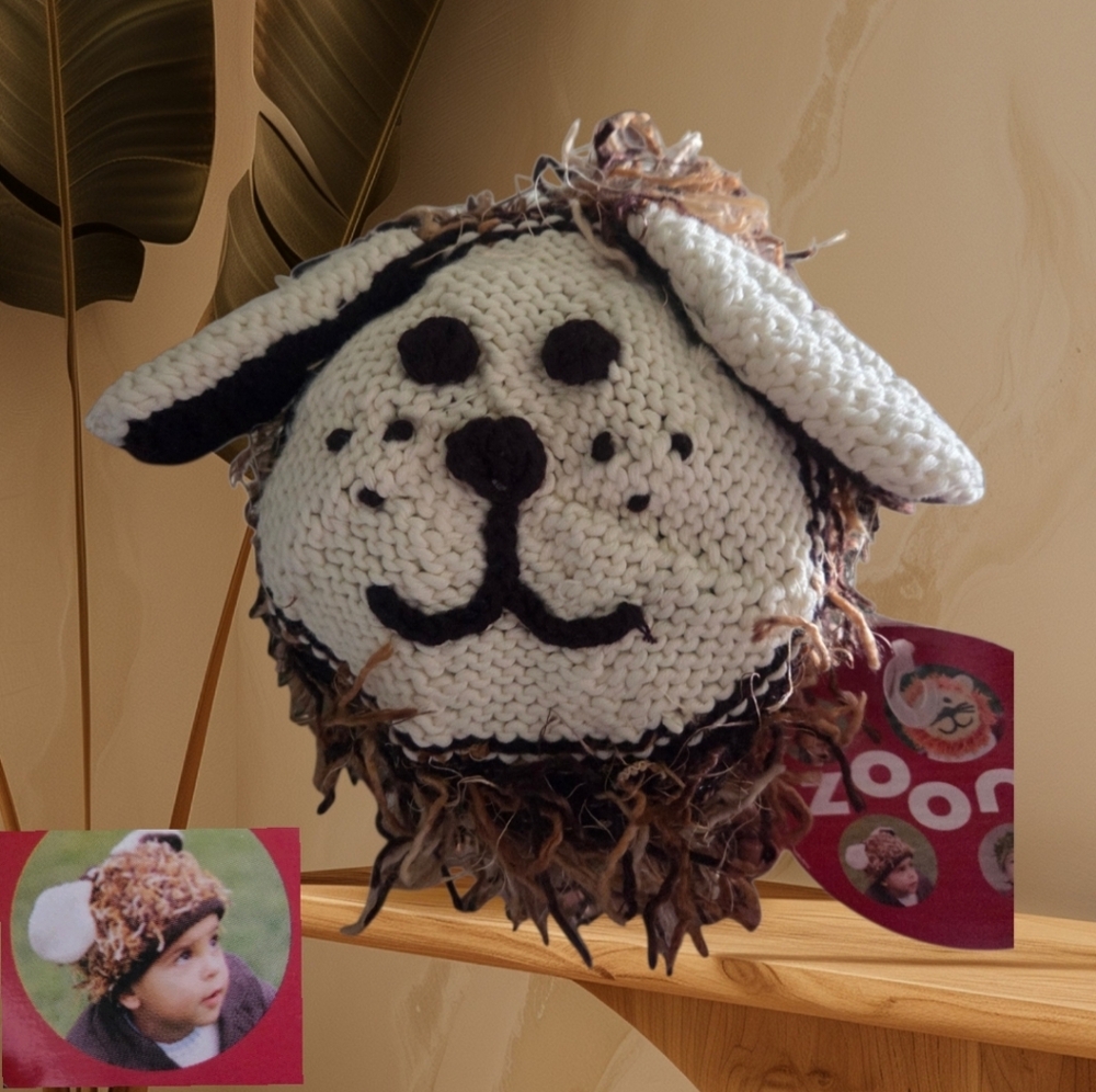 ZOONI Puppy Love Shaggy Hat With Face & Ears NWT